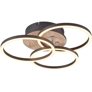 REALITY LED-Deckenleuchte Circle R62823135 Schwarz-Holzoptik, 27 W, 3200 lm CCT
