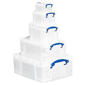 Really Useful Box Aufbewahrungsbox 5in1C32.3 je 1 x 0,7 l, 1,6 l, 3,0 l, 9,0 l, 18,0 L Transparent Kunststoff 5 Stück 5IN1RUB