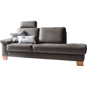 Recamiere 3C CARINA Teramo Sofas Gr. B/H/T: 211 cm x 87 cm x 93 cm, Luxus-Microfaser weich, Armlehne links, grau (anthrazit) Recamieren und Ottomanen incl. Kopfstützen, Federkern-Polsterung