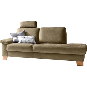 Recamiere 3C CARINA Teramo Sofas Gr. B/H/T: 211 cm x 87 cm x 93 cm, Luxus-Microfaser weich, Armlehne links, grau (fango) Recamieren und Ottomanen incl. Kopfstützen, Federkern-Polsterung