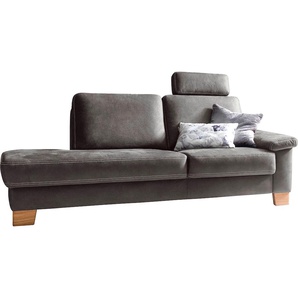 Recamiere 3C CARINA Teramo Sofas Gr. B/H/T: 211 cm x 87 cm x 93 cm, Luxus-Microfaser weich, Armlehne rechts, grau (anthrazit) Recamieren und Ottomanen incl. Kopfstützen, Federkern-Polsterung