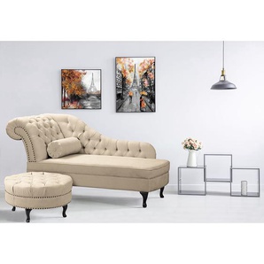 Recamiere Dale Beige Microfaser Enza 185 x 93 x 75cm Armlehne davorstehend links Glamour