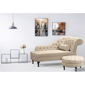 Recamiere Dale Beige Microfaser Enza 185 x 93 x 75cm Armlehne davorstehend rechts Glamour