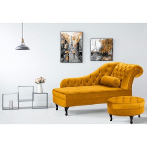 Recamiere Dale Gelb Samt Ravi 185 x 93 x 75cm Armlehne davorstehend rechts Glamour