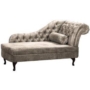 Recamiere Dale Weiß Microfaser Goda 185 x 93 x 75cm Armlehne davorstehend rechts Glamour