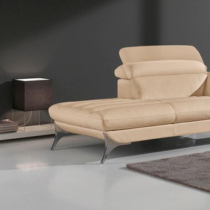 Recamiere EGOITALIANO Sofas Gr. B/H/T: 180 cm x 100 cm x 110 cm, Leder BULL, Recamiere links, beige (champagner) Recamieren und Ottomanen Bezug Leder, inklusive Kopfteilverstellung