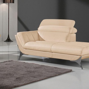 Recamiere EGOITALIANO Sofas Gr. B/H/T: 180 cm x 100 cm x 110 cm, Leder BULL, Recamiere rechts, beige (champagner) Recamieren und Ottomanen Bezug Leder, inklusive Kopfteilverstellung