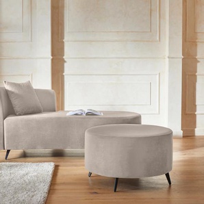 Recamiere ANDAS Hulby Sofas Gr. B/H/T: 182 cm x 82 cm x 90 cm, Samtoptik, Recamiere links, incl. Hocker, beige Longchair Longchairs wahlweise mit und ohne Hocker Armlehne links oder rechts
