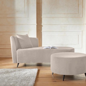 Recamiere ANDAS Hulby Sofas Gr. B/H/T: 182 cm x 82 cm x 90 cm, Samtoptik, Recamiere links, ohne Hocker, beige Longchair Longchairs wahlweise mit und ohne Hocker Armlehne links oder rechts