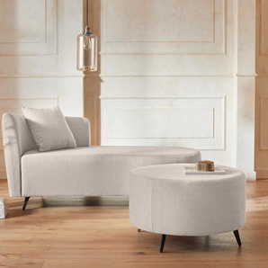 Recamiere ANDAS Hulby Sofas Gr. B/H/T: 182 cm x 82 cm x 90 cm, Struktur fein, Recamiere links, ohne Hocker, beige (natur) Longchair Longchairs wahlweise mit und ohne Hocker Armlehne links oder rechts