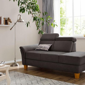 Recamiere HOME AFFAIRE Conville Sofas Gr. B/H/T: 194 cm x 84 cm x 93 cm, Luxus-Microfaser Euphoria, Armlehne links, inkl.Kopfteilverstellung, ohne Bettkasten, grau (fango) Longchair Longchairs incl. Kopfteilverstellung, Federkern, wahlweise mit Bettkasten