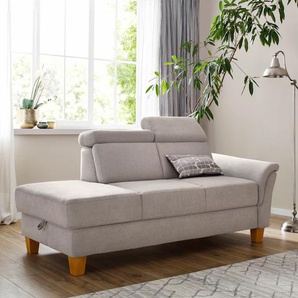 Recamiere HOME AFFAIRE Conville Sofas Gr. B/H/T: 194 cm x 84 cm x 93 cm, Luxus-Microfaser Euphoria, Armlehne rechts, inkl.Kopfteilverstellung, mit Bettkasten, grau (elephant) Longchair Longchairs incl. Kopfteilverstellung, Federkern, wahlweise mit
