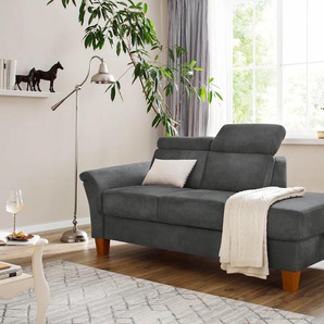 Recamiere HOME AFFAIRE Conville Sofas Gr. B/H/T: 194 cm x 84 cm x 93 cm, Luxus-Microfaser Vintage, Armlehne links, inkl.Kopfteilverstellung, mit Bettkasten, grau (anthrazit) Longchair Longchairs incl. Kopfteilverstellung, Federkern, wahlweise mit