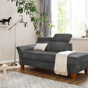 Recamiere HOME AFFAIRE Conville Sofas Gr. B/H/T: 194 cm x 84 cm x 93 cm, Luxus-Microfaser Vintage, Armlehne links, inkl.Kopfteilverstellung, ohne Bettkasten, grau (anthrazit) Longchair Longchairs incl. Kopfteilverstellung, Federkern, wahlweise mit