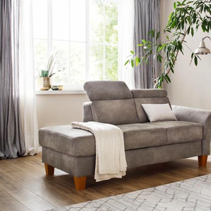 Recamiere HOME AFFAIRE Conville Sofas Gr. B/H/T: 194 cm x 84 cm x 93 cm, Luxus-Microfaser Vintage, Armlehne rechts, inkl.Kopfteilverstellung, ohne Bettkasten, braun (savannah) Longchair Longchairs incl. Kopfteilverstellung, Federkern, wahlweise mit