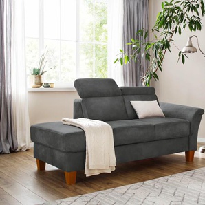 Recamiere HOME AFFAIRE Conville Sofas Gr. B/H/T: 194 cm x 84 cm x 93 cm, Luxus-Microfaser Vintage, Armlehne rechts, inkl.Kopfteilverstellung, ohne Bettkasten, grau (anthrazit) Longchair Longchairs incl. Kopfteilverstellung, Federkern, wahlweise mit