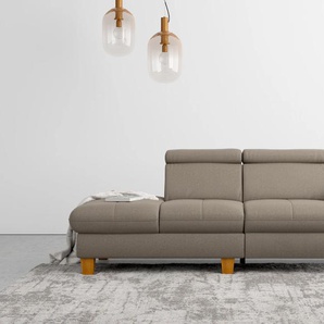 Recamiere HOME AFFAIRE Lindgren Sofas Gr. B/H/T: 204 cm x 84 cm x 93 cm, Luxus-Microfaser Florence, Armlehne rechts, mit TV-Funktion motorisch und Bettkasten-mit Kopfteilverstellung-mit Federkern, braun (savannah) Recamieren und Ottomanen wahlweise