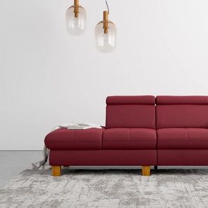 Recamiere HOME AFFAIRE Lindgren Sofas Gr. B/H/T: 204 cm x 84 cm x 93 cm, Luxus-Microfaser Florence, Armlehne rechts, mit TV-Funktion motorisch und Bettkasten-mit Kopfteilverstellung-mit Federkern, rot (bordeaux) Recamieren und Ottomanen wahlweise