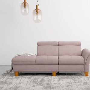 Recamiere HOME AFFAIRE Sofas Gr. B/H/T: 204 cm x 84 cm x 93 cm, Chenille, Armlehne rechts, mit TV-Funktion motorisch und Bettkasten-mit Kopfteilverstellung-mit Federkern, rosa (rose) Recamieren und Ottomanen wahlweise motorische TV-Funktion, Bettkasten