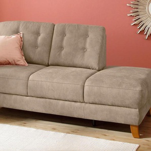 Recamiere HOME AFFAIRE Trondheim Sofas Gr. B/H/T: 194 cm x 89 cm x 92 cm, Luxus-Microfaser, Armlehne links, beige Longchair Longchairs Sofas freistehend, mit Federkern, Knopfheftung im Rücken