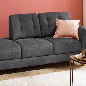 Recamiere HOME AFFAIRE Trondheim Sofas Gr. B/H/T: 194 cm x 89 cm x 92 cm, Luxus-Microfaser, Armlehne rechts, grau (anthrazit) Longchair Longchairs Sofas freistehend, mit Federkern, Knopfheftung im Rücken