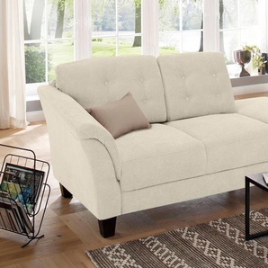 Recamiere HOME AFFAIRE Trondheim Sofas Gr. B/H/T: 197 cm x 89 cm x 90 cm, Luxus-Microfaser, Armlehne links, beige (creme) Longchair Longchairs Sofas freistehend, mit Federkern, Knopfheftung im Rücken, Füße Buche