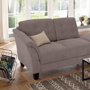 Recamiere HOME AFFAIRE Trondheim Sofas Gr. B/H/T: 197 cm x 89 cm x 90 cm, Luxus-Microfaser, Armlehne links, grau (taupe) Longchair Longchairs Sofas freistehend, mit Federkern, Knopfheftung im Rücken, Füße Buche