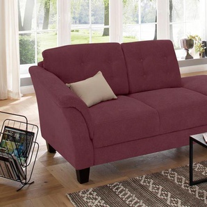 Recamiere HOME AFFAIRE Trondheim Sofas Gr. B/H/T: 197 cm x 89 cm x 90 cm, Luxus-Microfaser, Armlehne links, lila (chianti) Longchair Longchairs Sofas freistehend, mit Federkern, Knopfheftung im Rücken, Füße Buche