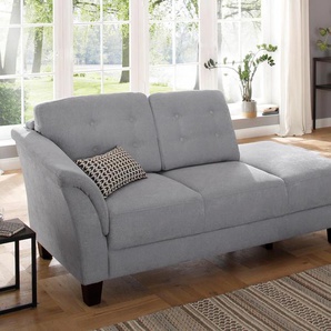 Recamiere HOME AFFAIRE Trondheim Sofas Gr. B/H/T: 197 cm x 89 cm x 90 cm, Luxus-Microfaser, Armlehne links, silberfarben (silber) Longchair Longchairs Sofas freistehend, mit Federkern, Knopfheftung im Rücken, Füße Buche
