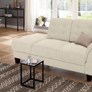 Recamiere HOME AFFAIRE Trondheim Sofas Gr. B/H/T: 197 cm x 89 cm x 90 cm, Luxus-Microfaser, Armlehne rechts, beige (creme) Longchair Longchairs Sofas freistehend, mit Federkern, Knopfheftung im Rücken, Füße Buche