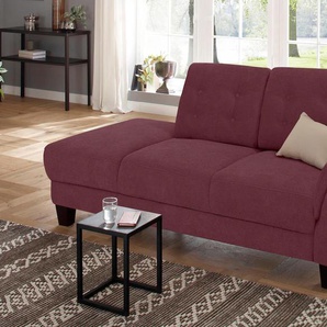 Recamiere HOME AFFAIRE Trondheim Sofas Gr. B/H/T: 197 cm x 89 cm x 90 cm, Luxus-Microfaser, Armlehne rechts, lila (chianti) Longchair Longchairs Sofas freistehend, mit Federkern, Knopfheftung im Rücken, Füße Buche