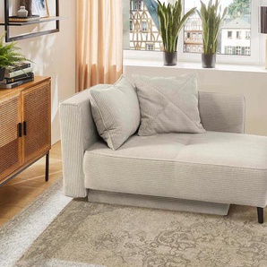 Recamiere JOCKENHÖFER GRUPPE Rex, grau (grau, beige), B:155cm T:95cm, Korpus: 100% Polyester, Kissen: 100% Polyester, Sofas, mit Bettfunktion und Bettkasten, Federkernpolsterung, Topseller