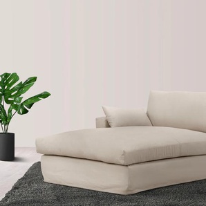 Recamiere LEGER HOME BY LENA GERCKE Sölve Sofas Gr. B/H/T: 122 cm x 86 cm x 174 cm, Baumwoll-/Leinenmix, Recamiere links, beige (natur) Recamieren und Ottomanen mit optischer Husse, weicher Sitzkomfort