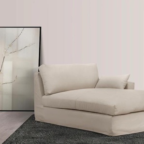 Recamiere LEGER HOME BY LENA GERCKE Sölve Sofas Gr. B/H/T: 122 cm x 86 cm x 174 cm, Baumwoll-/Leinenmix, Recamiere rechts, beige (natur) Recamieren und Ottomanen mit optischer Husse, weicher Sitzkomfort