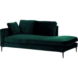 Recamiere LEONIQUE Cozy Sofas Gr. B/H/T: 195 cm x 80 cm x 97 cm, Samtoptik, Armlehne links, grün (dunkelgrün) Chaiselongue Chaiselongues Sofas