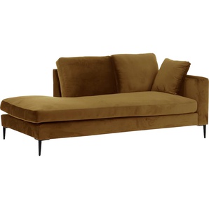 Recamiere LEONIQUE Cozy Sofas Gr. B/H/T: 195 cm x 80 cm x 97 cm, Samtoptik, Armlehne rechts, gelb (senf) Chaiselongue Chaiselongues Sofas