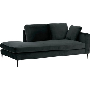Recamiere LEONIQUE Cozy Sofas Gr. B/H/T: 195 cm x 80 cm x 97 cm, Samtoptik, Armlehne rechts, grau (anthrazit) Chaiselongue Chaiselongues Sofas