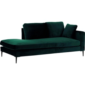 Recamiere LEONIQUE Cozy Sofas Gr. B/H/T: 195 cm x 80 cm x 97 cm, Samtoptik, Armlehne rechts, grün (dunkelgrün) Chaiselongue Chaiselongues Sofas