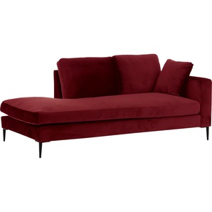 Recamiere LEONIQUE Cozy Sofas Gr. B/H/T: 195 cm x 80 cm x 97 cm, Samtoptik, Armlehne rechts, rot Chaiselongue Chaiselongues Sofas