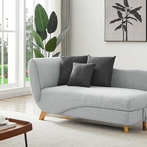 Recamiere mit Schlaffunktion & Stauraum - rechtsseitig - Stoff - Hellgrau - PENELOPE