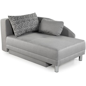 Récamiere-Schlafsofa Federkern Couch Liege Gästebett mit Bettkasten in Hellgrau / 15122
