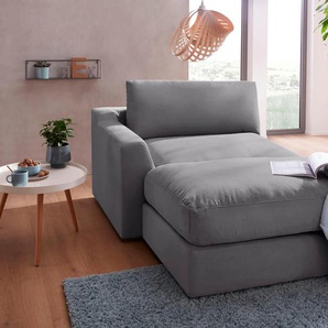 Recamiere SIT&MORE Fuerto Sofas Gr. B/H/T: 139 cm x 90 cm x 199 cm, Luxus-Microfaser ALTARA NUBUCK, Recamiere links, grau (steel) Longchair Longchairs Sofas