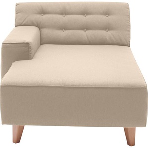Recamiere TOM TAILOR HOME Sofas Gr. B/H/T: 94 cm x 77 cm x 151 cm, Struktur fein REC, Armlehne links, beige (light sand rec 19) Recamieren und Ottomanen im Retrolook, Füße Buche natur, Recyclingstoff REC