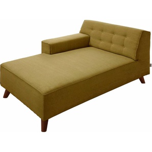 Recamiere TOM TAILOR NORDIC CHIC Sofas Gr. B/H/T: 104 cm x 77 cm x 151 cm, Samtstoff STC, Armlehne links, beige (gold mustard stc 13) Recamieren und Ottomanen Sofas im Retrolook, Füße nussbaumfarben, Breite 104 cm