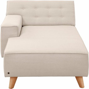 Recamiere TOM TAILOR HOME NORDIC CHIC Sofas Gr. B/H/T: 104 cm x 77 cm x 151 cm, Samtstoff STC, Armlehne links, beige (ivory stc 1) Recamieren und Ottomanen im Retrolook, Füße Buche natur, Recyclingstoff REC