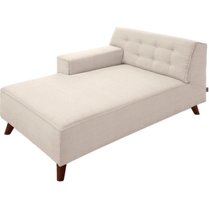 Recamiere TOM TAILOR HOME NORDIC CHIC Sofas Gr. B/H/T: 104 cm x 77 cm x 151 cm, Samtstoff STC, Armlehne links, beige (ivory stc 1) Recamieren und Ottomanen im Retrolook, Füße nussbaumfarben, Breite 104 cm