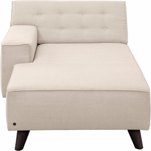 Recamiere TOM TAILOR HOME NORDIC CHIC Sofas Gr. B/H/T: 104 cm x 77 cm x 151 cm, Samtstoff STC, Armlehne links, beige (ivory stc 1) Recamieren und Ottomanen im Retrolook, Füße wengefarben, Breite 104 cm