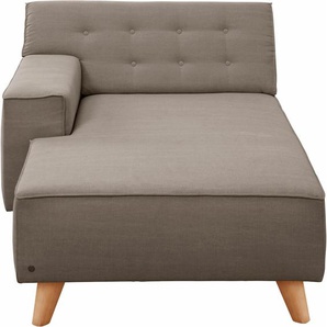 Recamiere TOM TAILOR NORDIC CHIC Sofas Gr. B/H/T: 104 cm x 77 cm x 151 cm, Samtstoff STC, Armlehne links, braun (wood stc 4) Recamieren und Ottomanen im Retrolook, Füße Buche natur, Recyclingstoff REC
