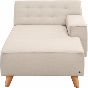 Recamiere TOM TAILOR HOME NORDIC CHIC Sofas Gr. B/H/T: 104 cm x 77 cm x 151 cm, Samtstoff STC, Armlehne rechts, beige (ivory stc 1) Recamieren und Ottomanen im Retrolook, Füße Buche natur, Recyclingstoff REC