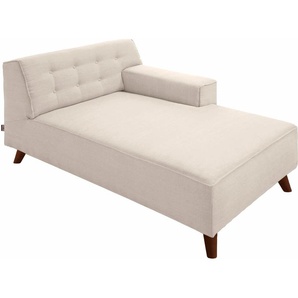 Recamiere TOM TAILOR HOME NORDIC CHIC Sofas Gr. B/H/T: 104 cm x 77 cm x 151 cm, Samtstoff STC, Armlehne rechts, beige (ivory stc 1) Recamieren und Ottomanen im Retrolook, Füße nussbaumfarben, Breite 104 cm